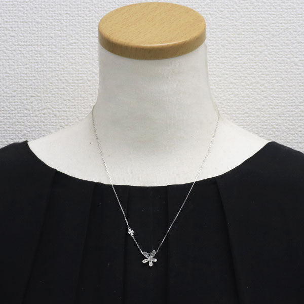 K18WG ダイヤモンド ペンダントネックレス 0.20ct D0.005ct フラワー