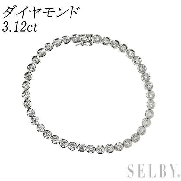 Pt850 ダイヤモンド テニス ブレスレット 3.12ct