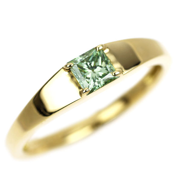 K18YG トリートグリーン ダイヤモンド リング 0.374ct