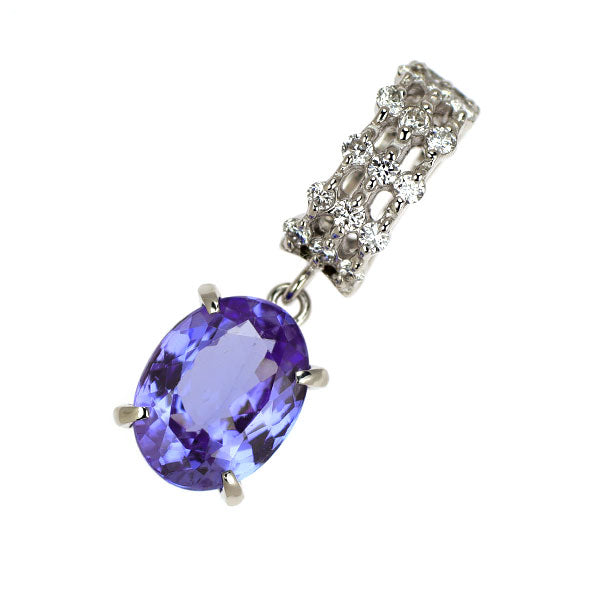 K18WG タンザナイト ダイヤモンド ペンダントトップ 1.31ct D0.10ct