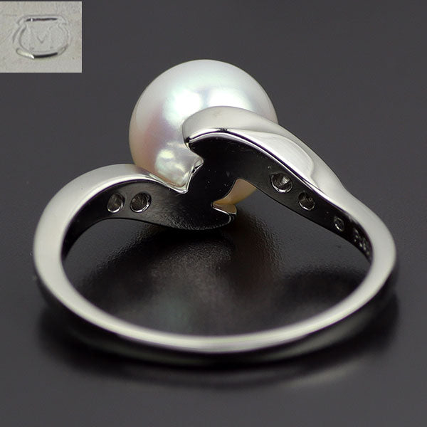 ミキモト Pt950 アコヤ真珠 ダイヤモンド リング 径約7.8mm