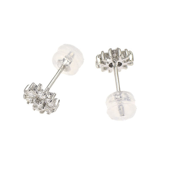 K18WG ダイヤモンド ピアス 0.50ct フラワー