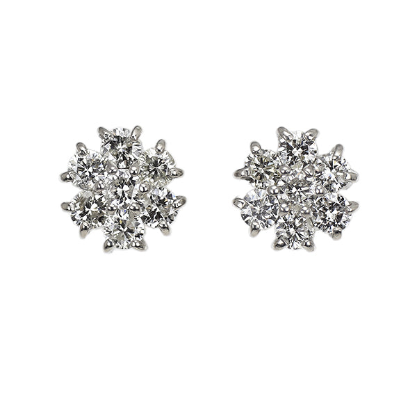 K18WG ダイヤモンド ピアス 0.50ct フラワー