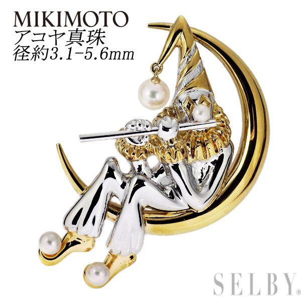 ミキモト 金メッキ/SV アコヤ 真珠 ブローチ 径約3.1-5.6mm ピエロ