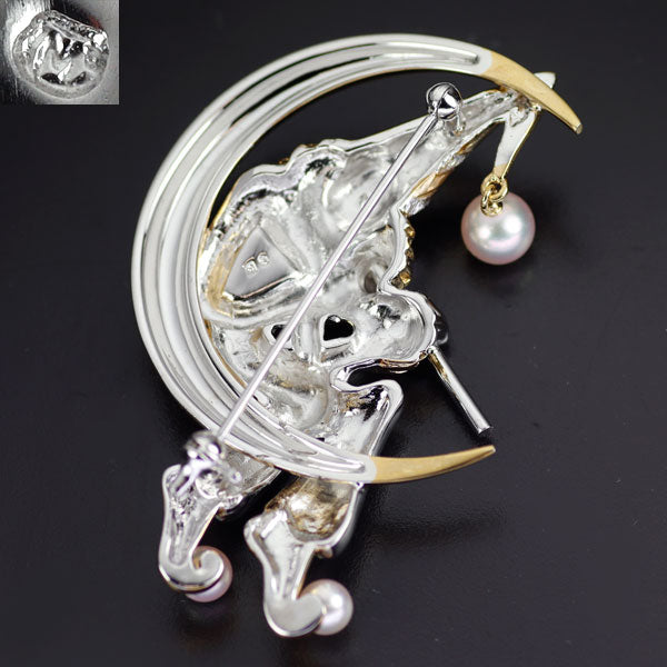 ミキモト 金メッキ/SV アコヤ 真珠 ブローチ 径約3.1-5.6mm ピエロ