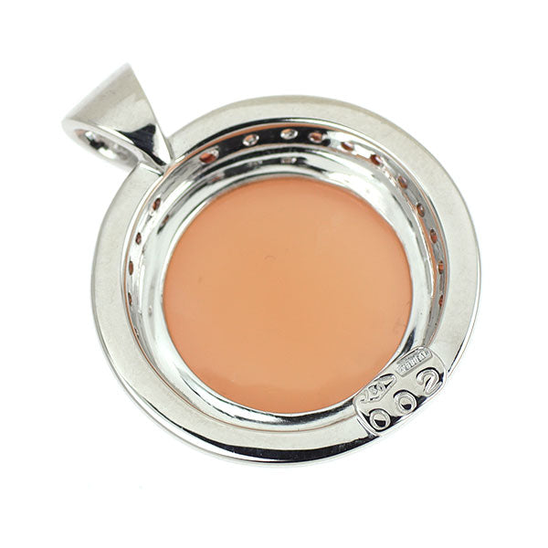 K18WG オレンジムーンストーン オレンジサファイア ダイヤモンド ペンダントトップ D0.02ct