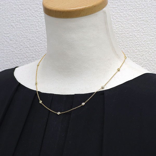 K18YG ダイヤモンド ペンダント ステーションネックレス 0.76ct