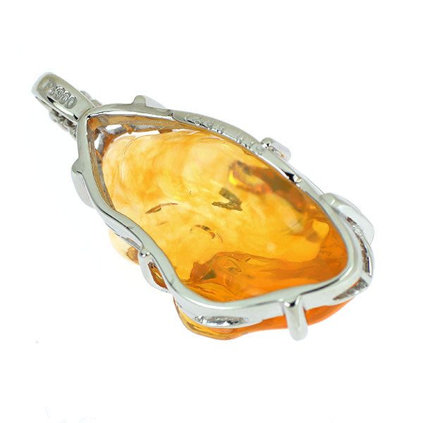 Pt900 ファイアーオパール ダイヤモンド ペンダントトップ 12.39ct D0.12ct