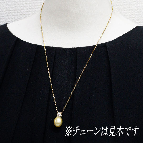 K18YG 白蝶ゴールデン 真珠/パール ダイヤモンド ペンダントトップ 0.14ct 径約 11.8mm