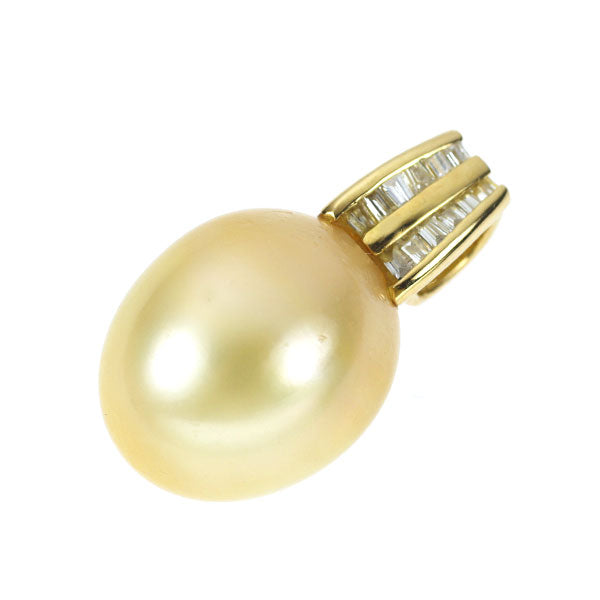 K18YG 白蝶ゴールデン 真珠/パール ダイヤモンド ペンダントトップ 0.14ct 径約 11.8mm