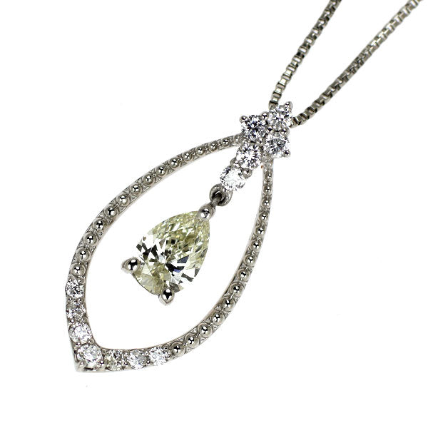 Pt900/ Pt850 ペアシェイプ ダイヤモンド ペンダントネックレス 0.252ct L VS2 D0.10ct