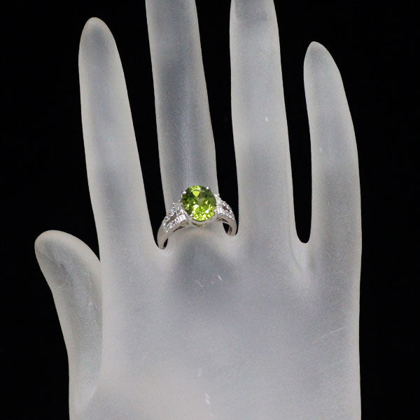 Pt900 ペリドット ダイヤモンド リング 2.93ct D0.44ct