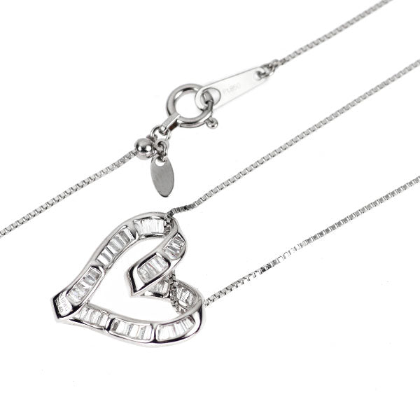 K18WG/ Pt850 ダイヤモンド ペンダントネックレス 0.40ct ハート