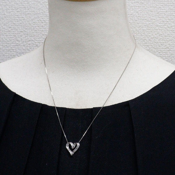 K18WG/ Pt850 ダイヤモンド ペンダントネックレス 0.40ct ハート
