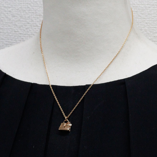エルメス K18PG ダイヤモンド ペンダントネックレス アミュレット ケリー