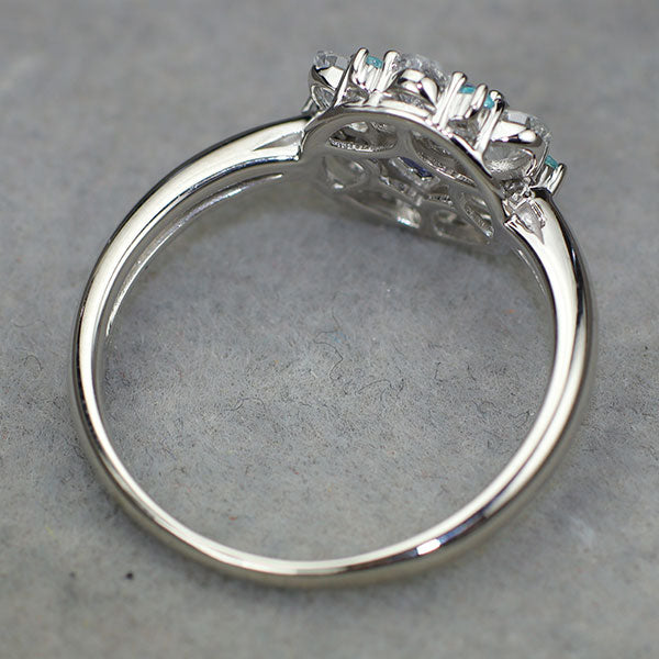 希少 K18WG ブルー/ホワイトサファイア パライバトルマリン リング 1.20ct PT0.06ct