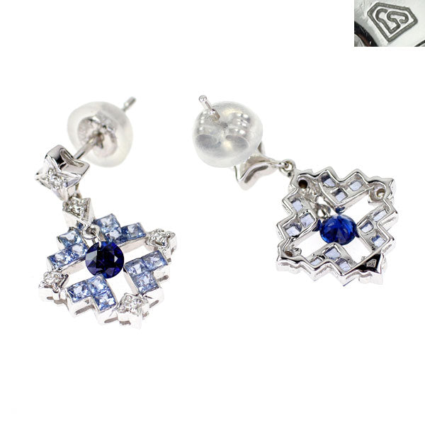 レ・エッセンシャル/QVC K18WG サファイア ダイヤモンド ピアス