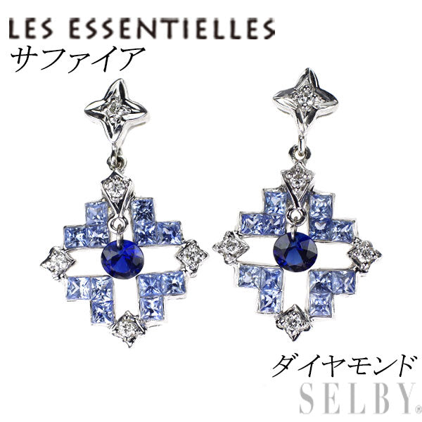 レ・エッセンシャル/QVC K18WG サファイア ダイヤモンド ピアス