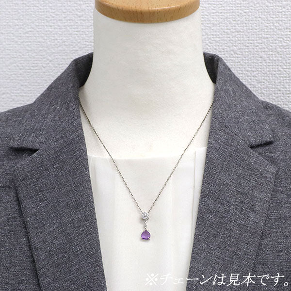 Pt900 非加熱パープル サファイア ダイヤモンド ペンダントトップ 1.084ct D0.20ct