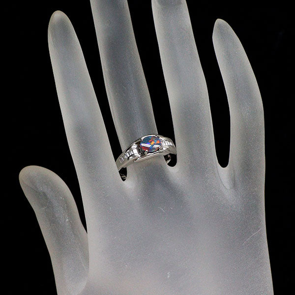 希少  Pt900 上質ブラックオパール ダイヤモンド リング 0.41ct D0.342ct