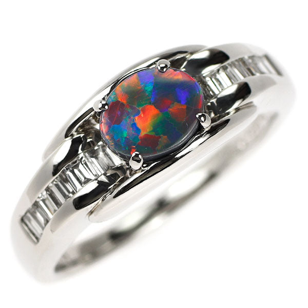 希少  Pt900 上質ブラックオパール ダイヤモンド リング 0.41ct D0.342ct