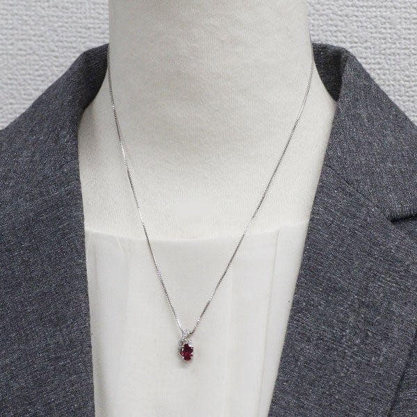 Pt900/ Pt850 モザンビーク産 非加熱ルビー ダイヤモンド ペンダントネックレス 1.017ct D0.11ct