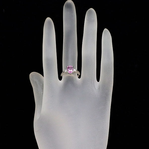 希少 Pt900 ピンクインペリアル トパーズ ダイヤモンド リング 1.44ct D0.13ct
