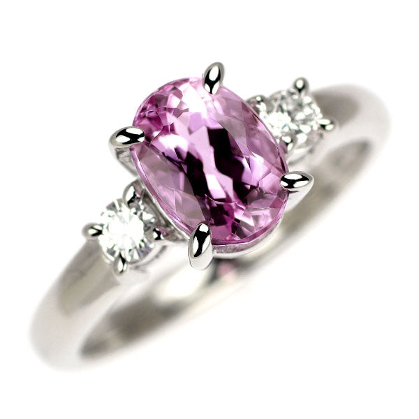 希少 Pt900 ピンクインペリアル トパーズ ダイヤモンド リング 1.44ct D0.13ct