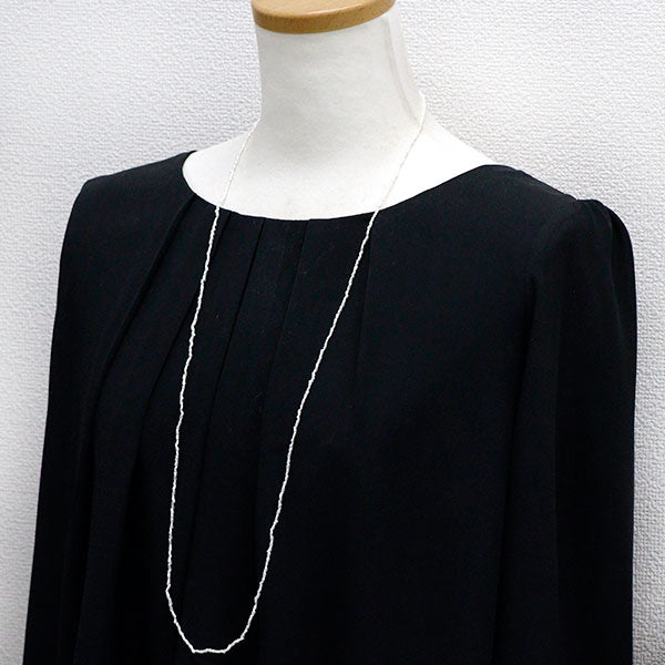 希少 K10WG アコヤ芥子/ケシ 真珠 ネックレス 幅約2.0mm前後 ロング