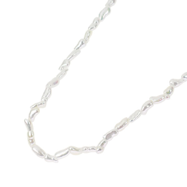 希少 K10WG アコヤ芥子/ケシ 真珠 ネックレス 幅約2.0mm前後 ロング