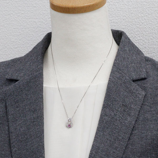 Pt900/ Pt850 ピンクサファイア ダイヤモンド ペンダントネックレス 0.23ct D0.18ct