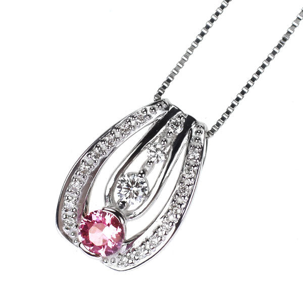 Pt900/ Pt850 ピンクサファイア ダイヤモンド ペンダントネックレス 0.23ct D0.18ct