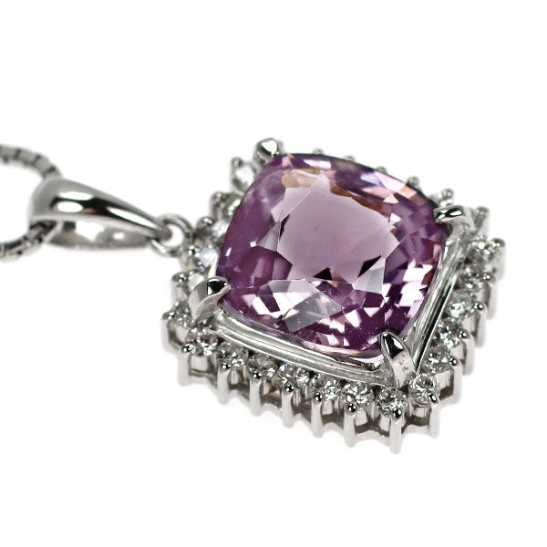 Pt900/ Pt850 ピンクスピネル ダイヤモンド ペンダントネックレス 4.60ct D0.40ct