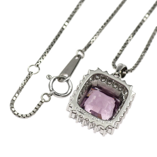 Pt900/ Pt850 ピンクスピネル ダイヤモンド ペンダントネックレス 4.60ct D0.40ct