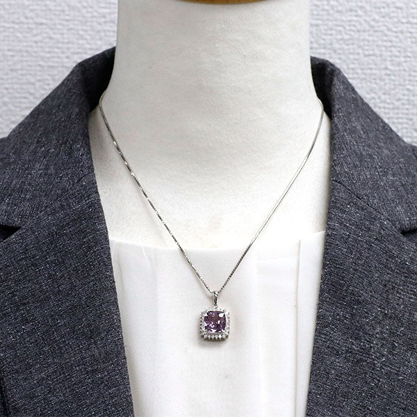 Pt900/ Pt850 ピンクスピネル ダイヤモンド ペンダントネックレス 4.60ct D0.40ct