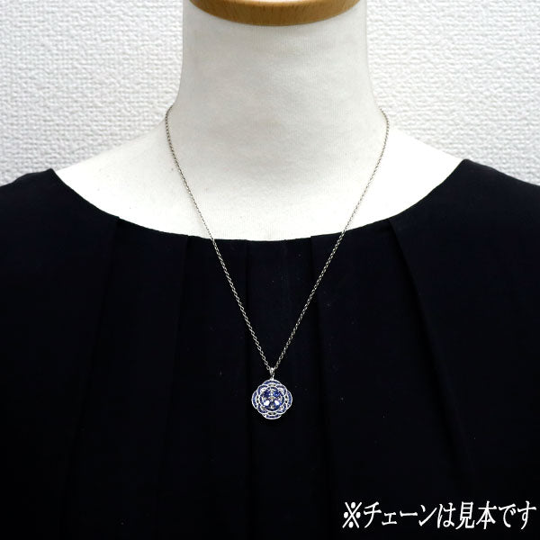 K18WG サファイア ダイヤモンド ペンダントトップ 1.30ct D0.15ct フラワー