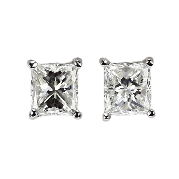新品 Pt900 プリンセスカット ダイヤモンド ピアス 0.680ct H/I VS2