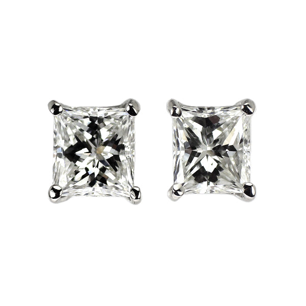 新品 Pt900 プリンセスカット ダイヤモンド ピアス 1.024ct F/G VS1