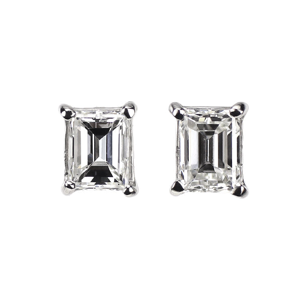 新品 Pt900 バケットカット ダイヤモンド ピアス 0.418ct G/H VS1