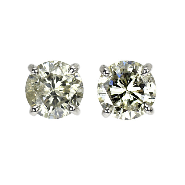 新品 Pt900 ダイヤモンド ピアス 2.637ct K I1 Fair/Poor