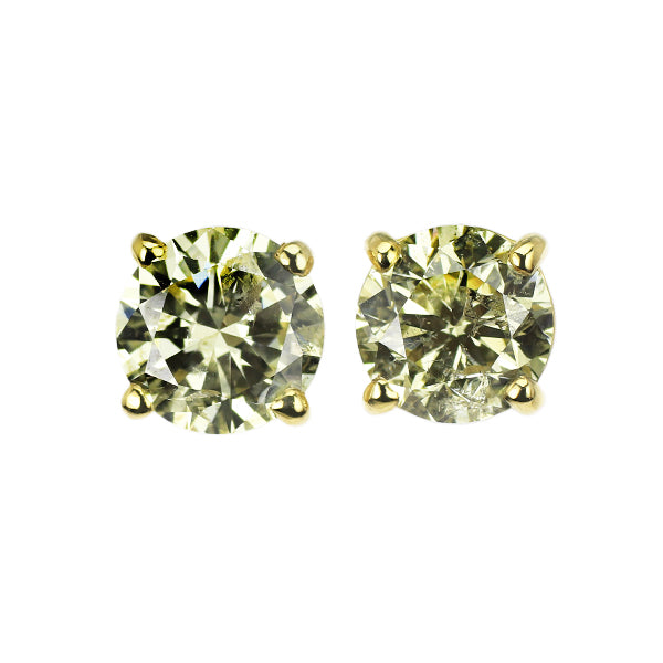 新品 K18YG ダイヤモンド ピアス 3.080ct LY I1 G