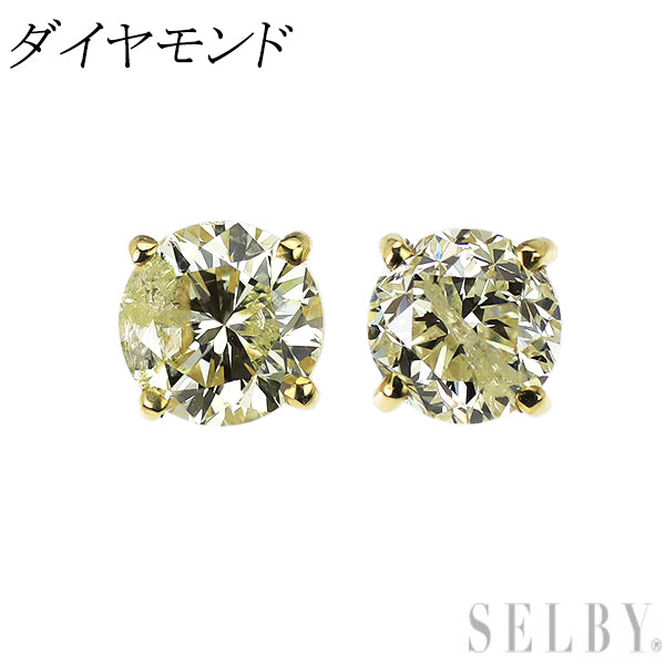 新品 K18YG ダイヤモンド ピアス 2.026ct VLY I2 Fair/Poor