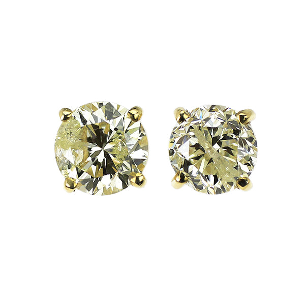 新品 K18YG ダイヤモンド ピアス 2.026ct VLY I2 Fair/Poor