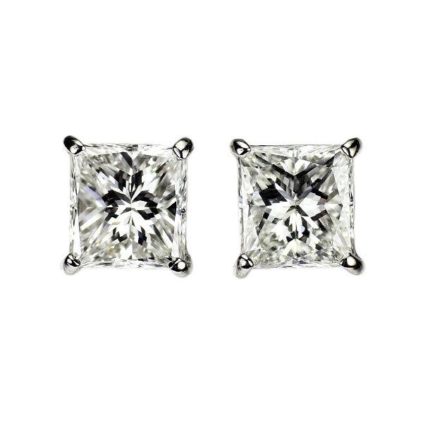 新品 Pt900 プリンセスカット ダイヤモンド ピアス 1.038ct F/G VS1