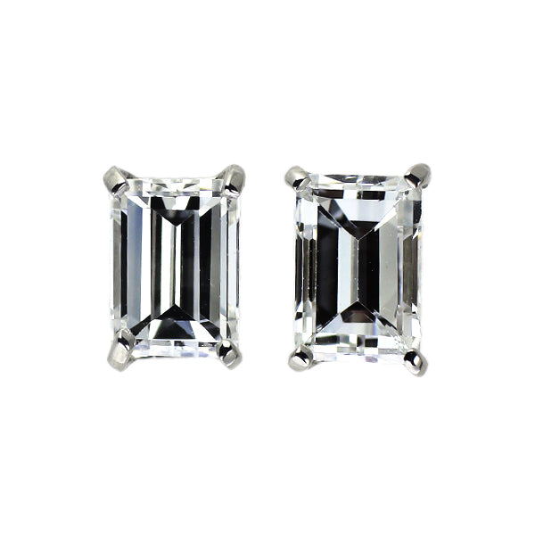 新品 Pt900 バケットカット ダイヤモンド ピアス 0.914ct F SI1-2