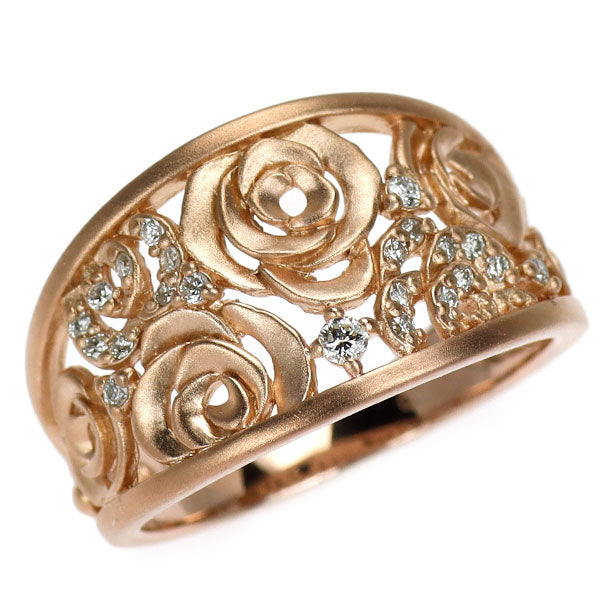 K18PG ダイヤモンド リング 0.13ct フラワー