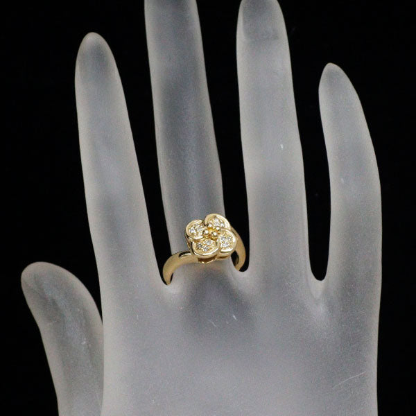ウンガロ K18YG ダイヤモンド リング 0.12ct クローバー