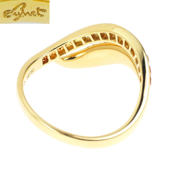 ジュネ K18YG マルチカラーサファイア ダイヤモンド リング 0.76ct D0.21ct