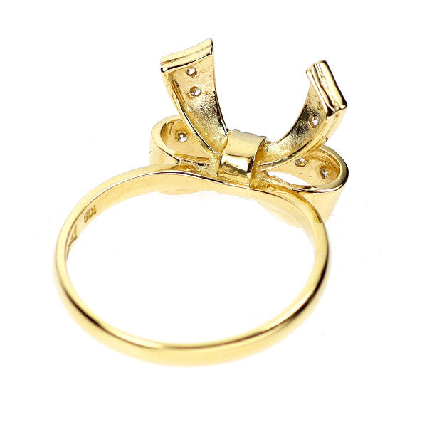 K18YG ダイヤモンド リング 0.08ct リボン