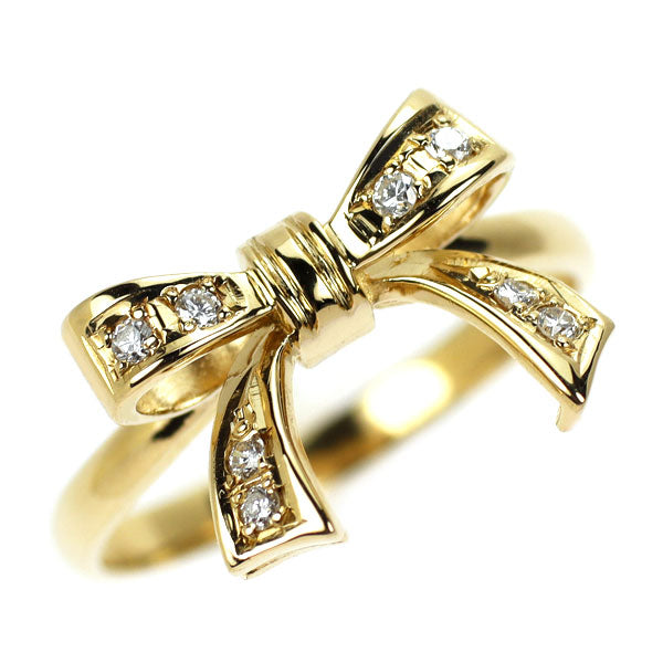 K18YG ダイヤモンド リング 0.08ct リボン — セルビーオンラインストア